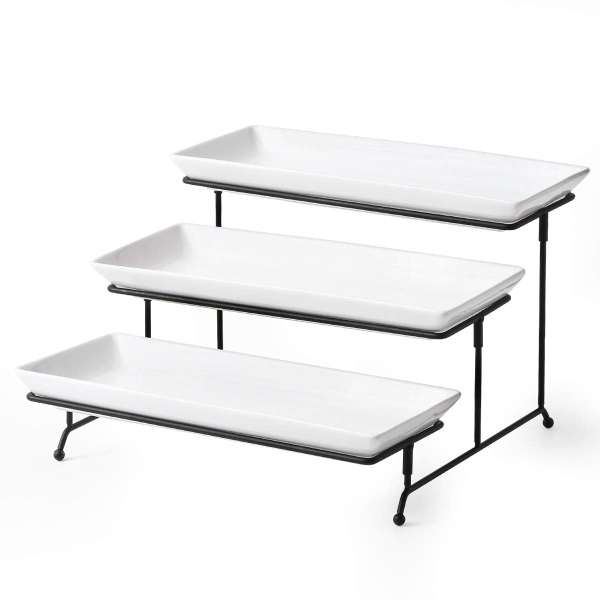 Bandejas de porcelana YHOSSEUN, ideal para presentar aperitivos en tres niveles.
