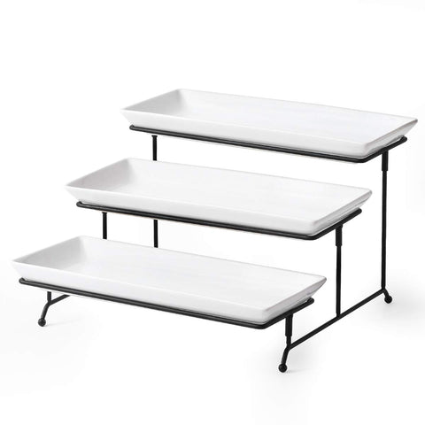 Bandejas de porcelana YHOSSEUN, ideal para presentar aperitivos en tres niveles.