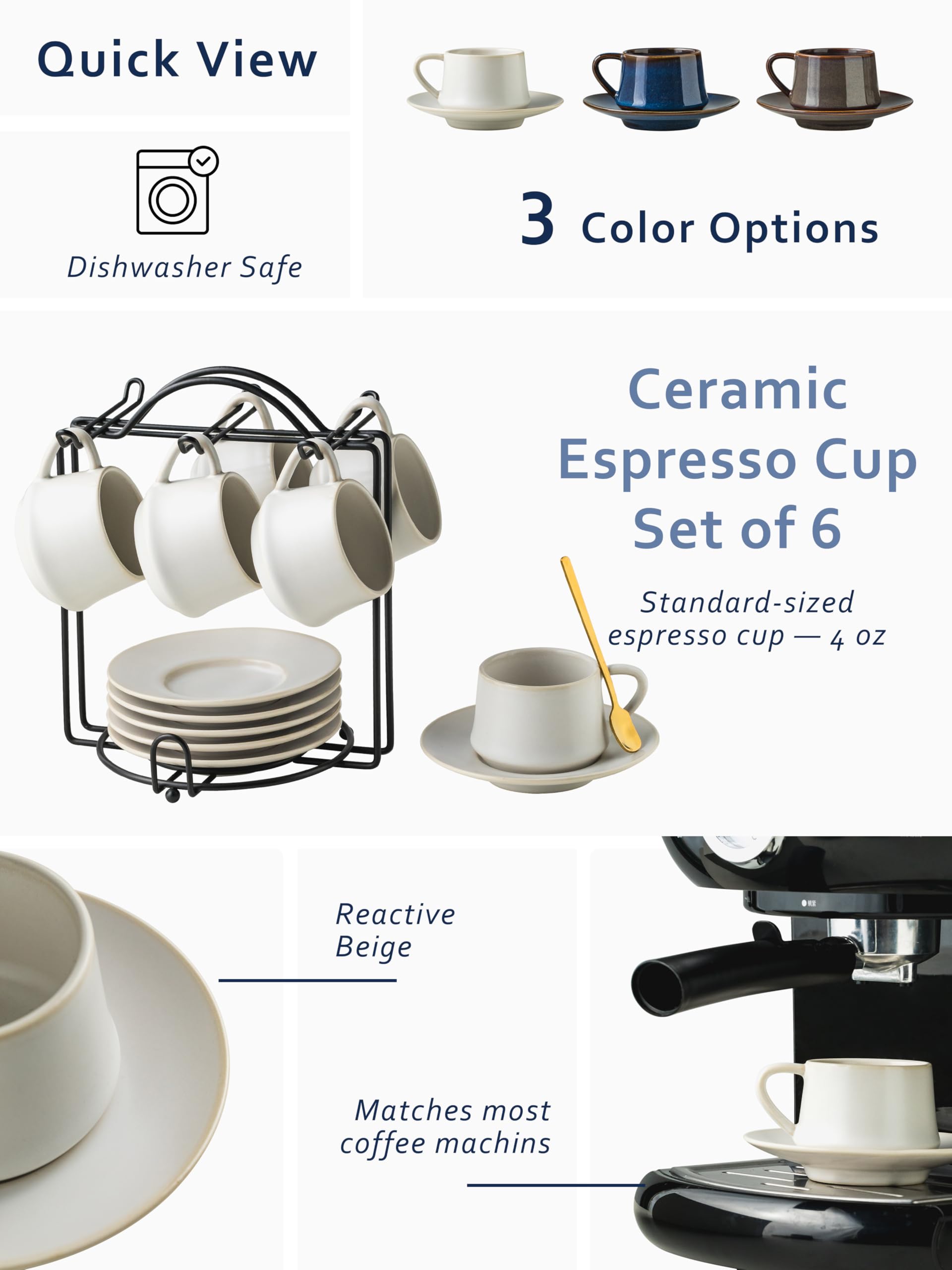 Tazas ceramica YHOSSEUN de 4 oz, ideales para espresso