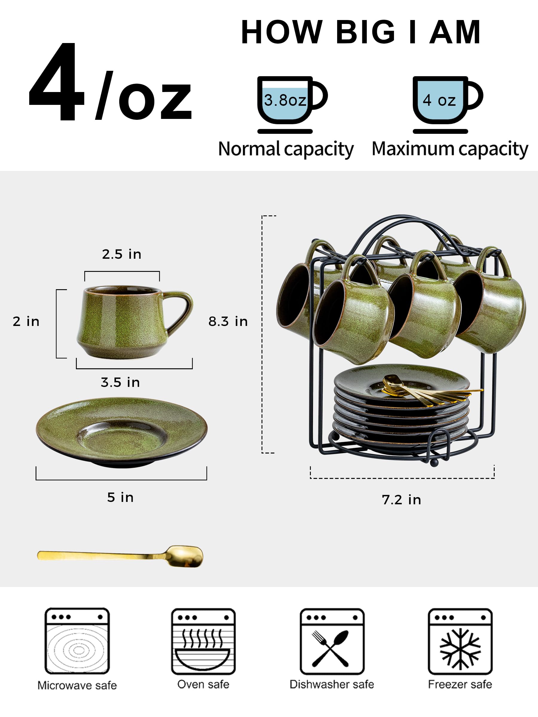 Cucharas espresso YHOSSEUN, 6 unidades para mezclar y servir.