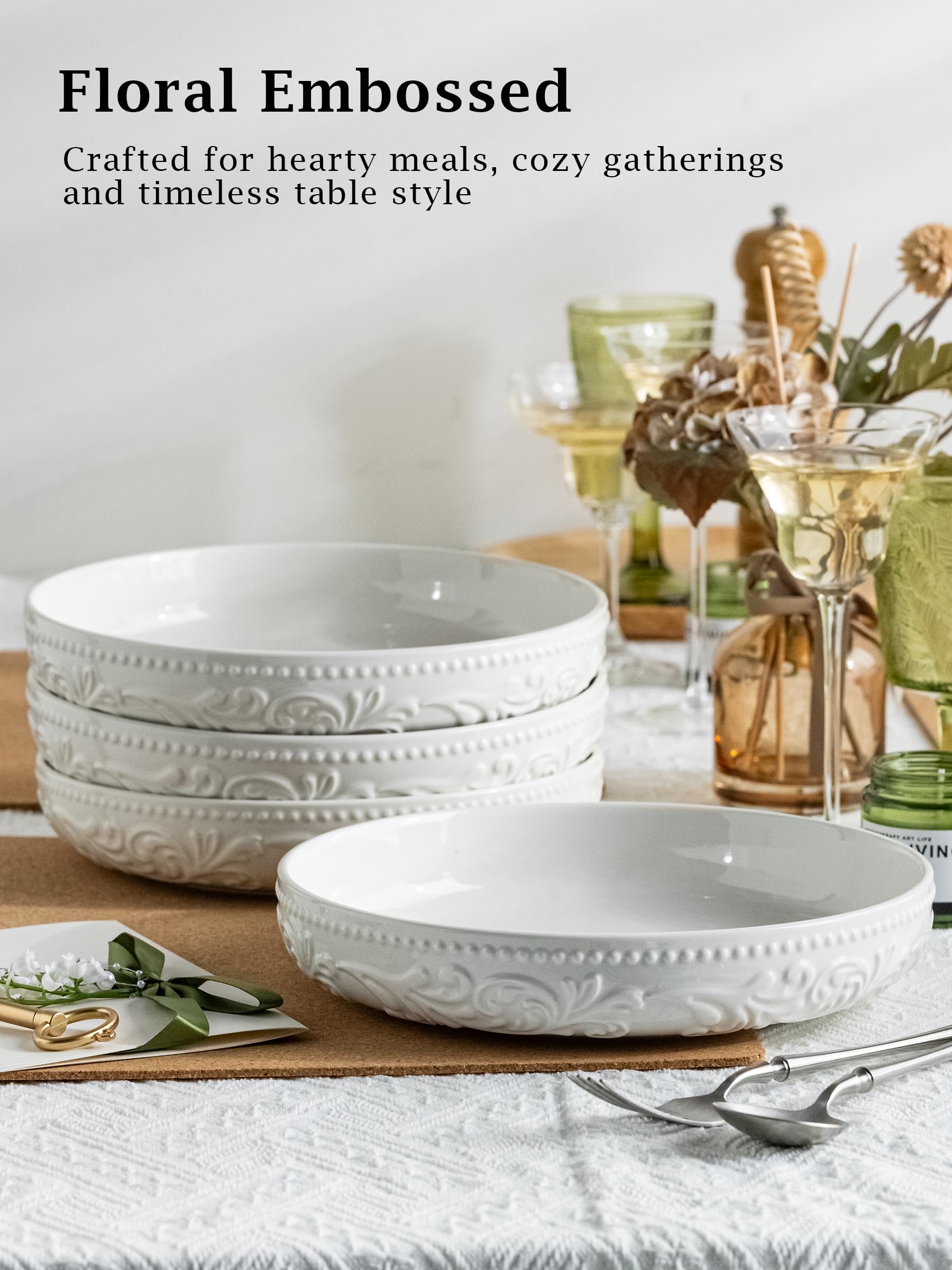 Tazones ceramicos YHOSSEUN, patrón floral matutino que añade encanto a la mesa