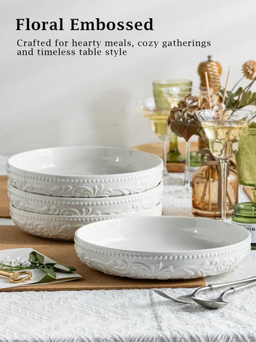 Tazones ceramicos YHOSSEUN, patrón floral matutino que añade encanto a la mesa