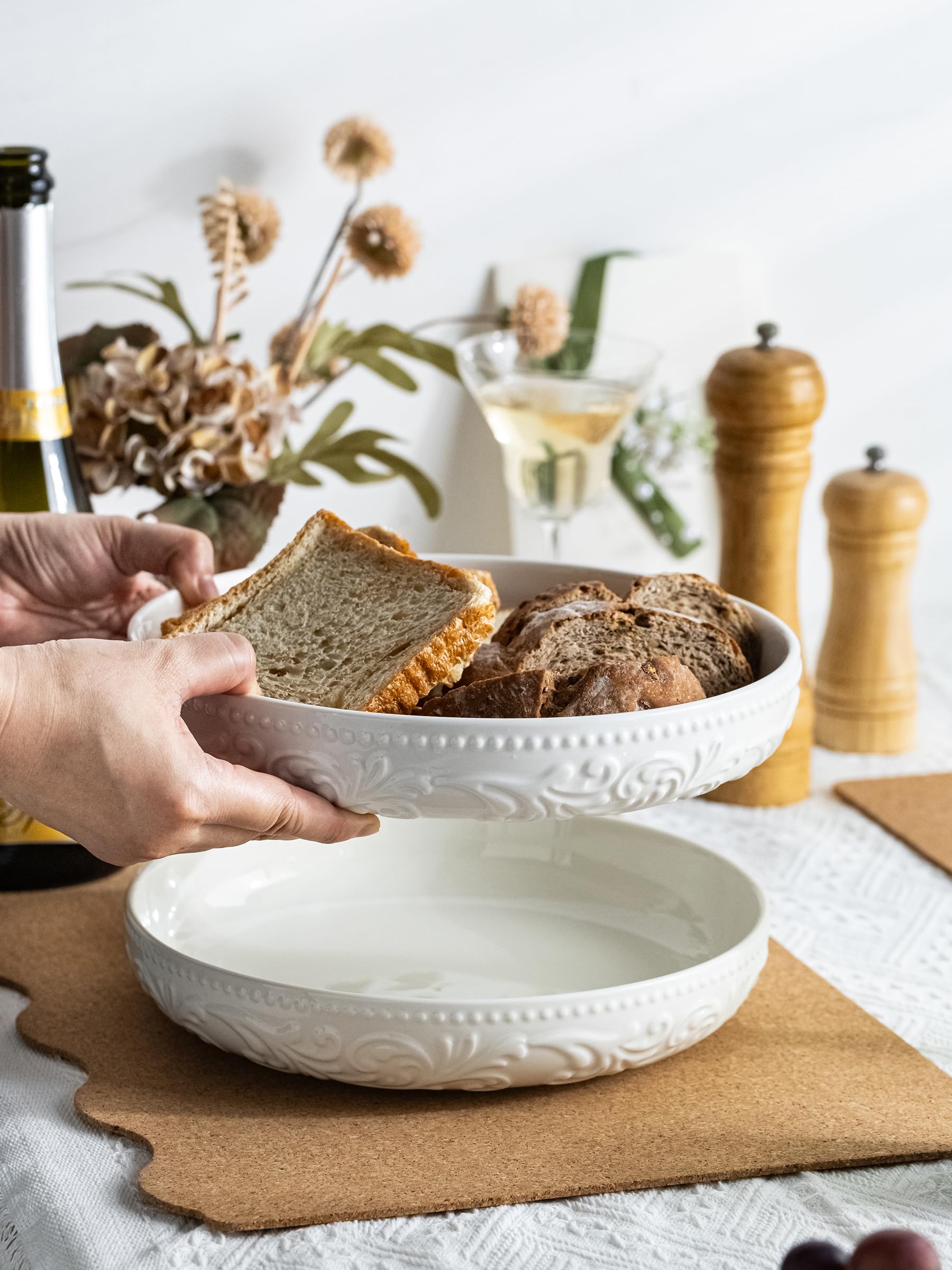 Tazones ceramicos YHOSSEUN con borde ancho para presentar platos con estilo