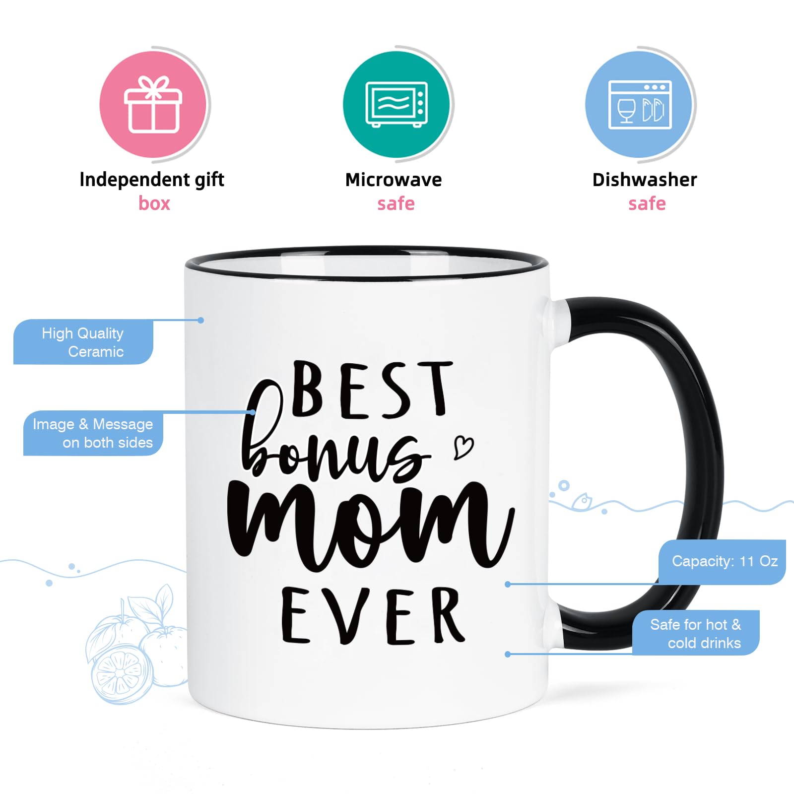 YHRJWN Bonus Mom apta para lavavajillas, limpieza fácil.