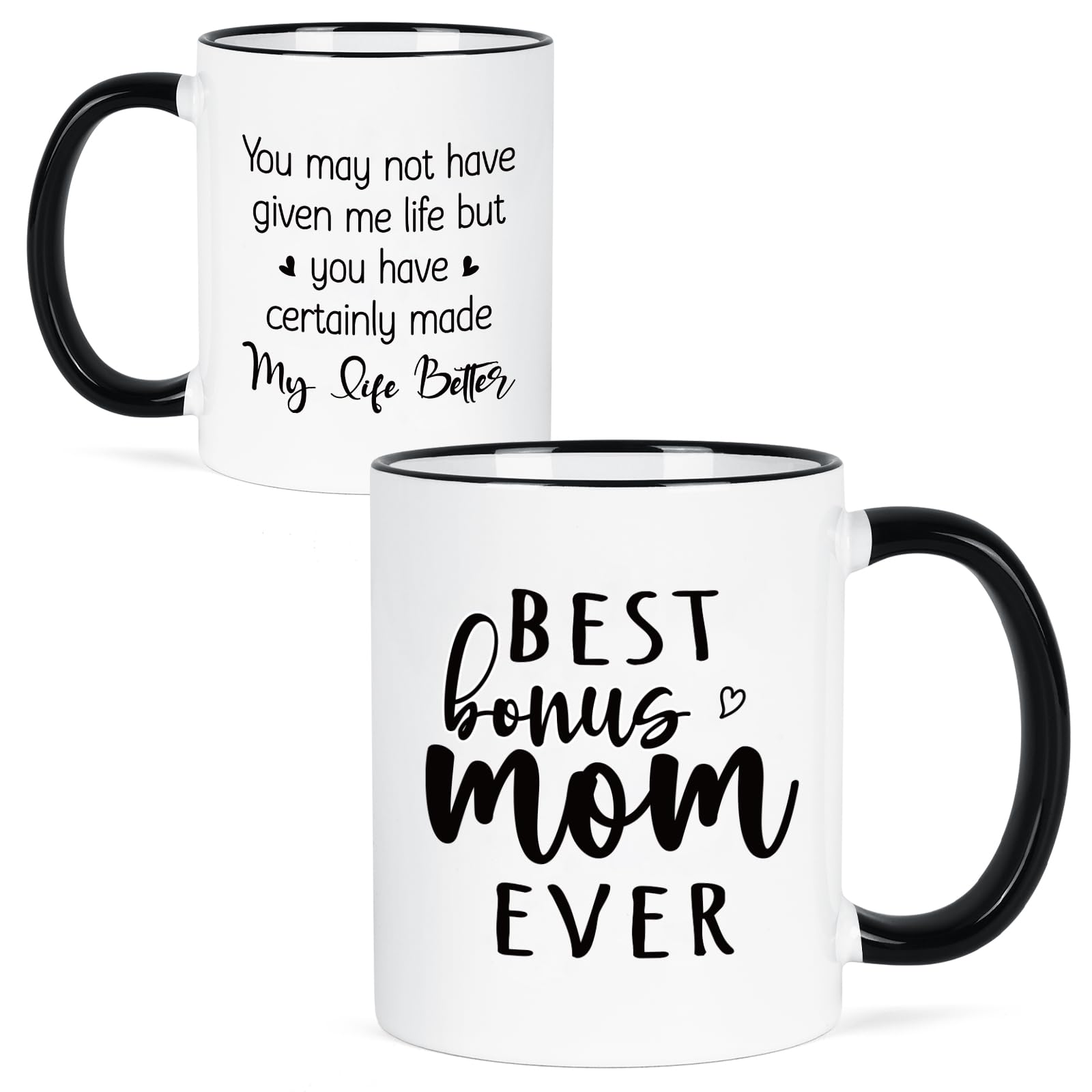 YHRJWN Bonus Mom frente con corazón, regalo emotivo para mamá.