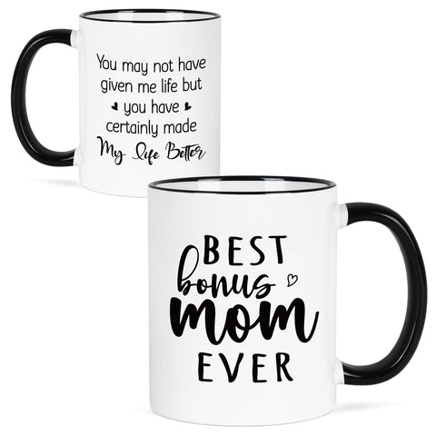 YHRJWN Bonus Mom frente con corazón, regalo emotivo para mamá.