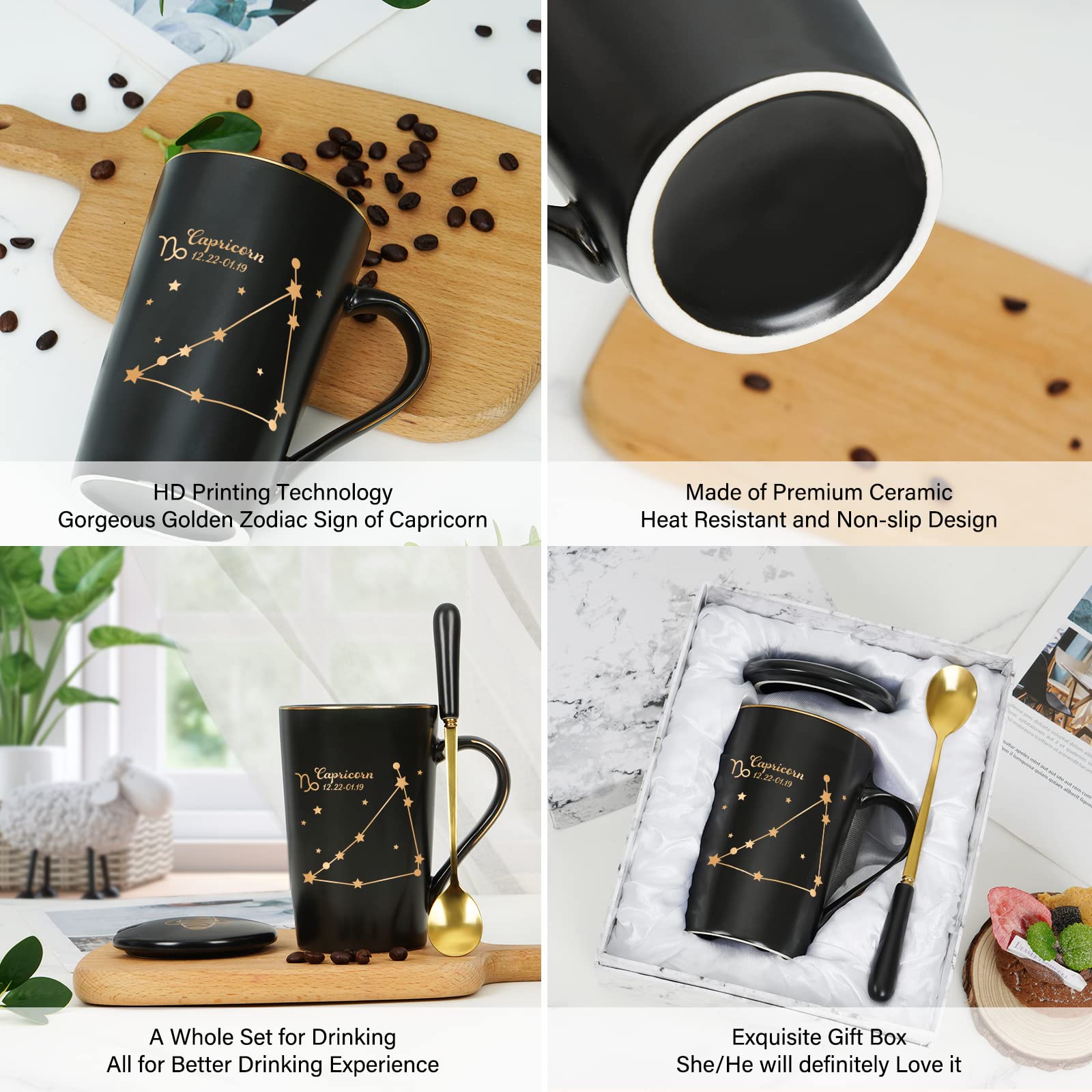 Caja regalo de YHRJWN para la taza Capricornio, presentación lista para regalo