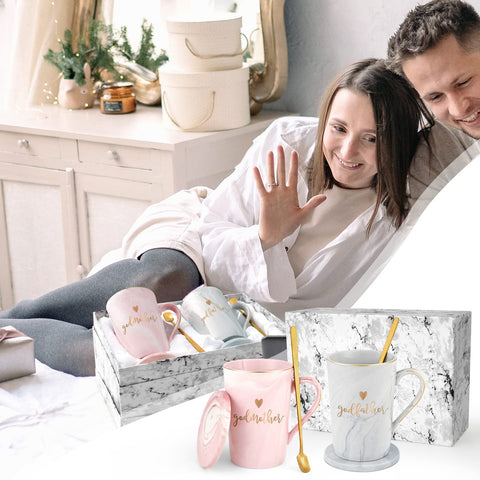 Conjunto tazas padrinos doradas YHRJWN, ideal para café o vino