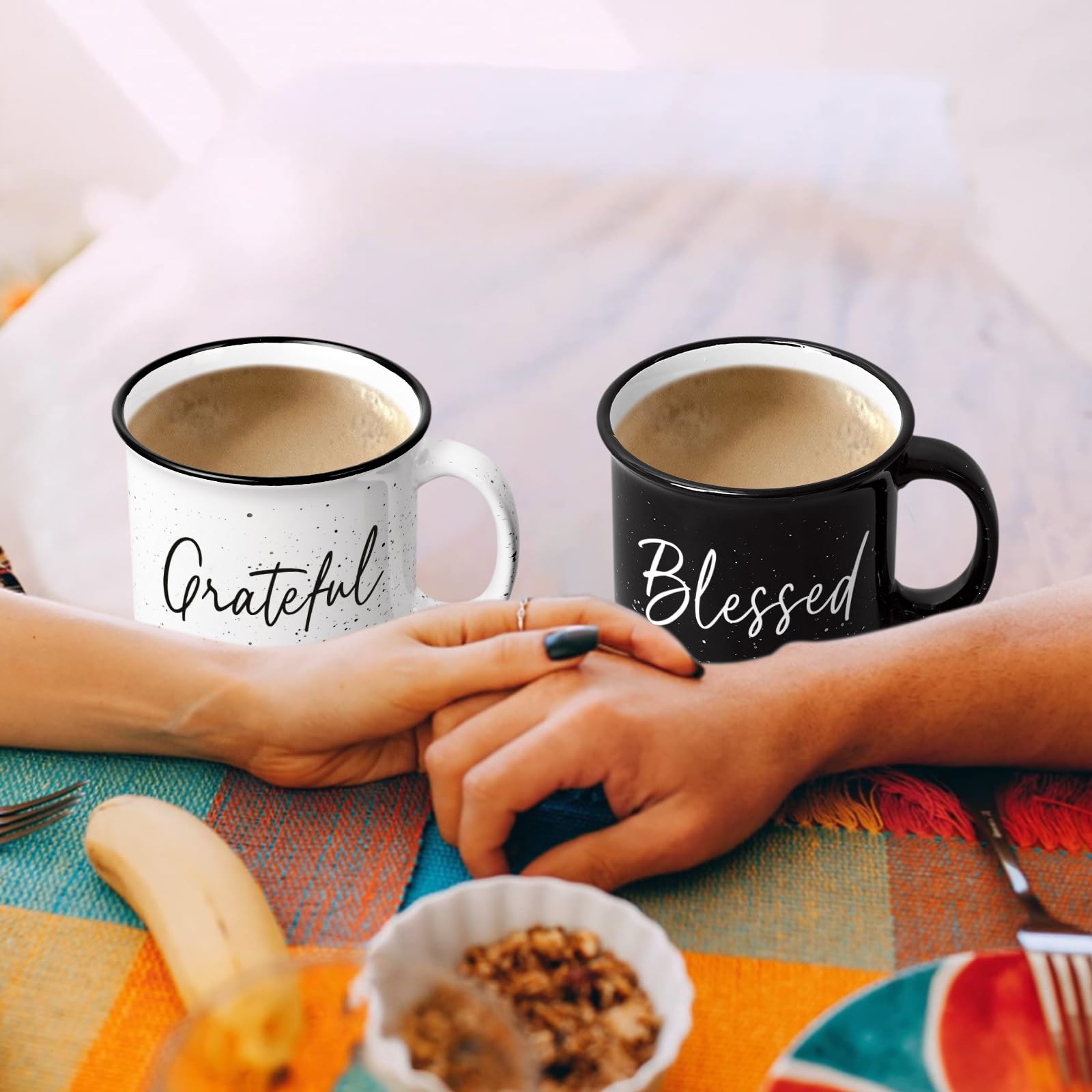 Taza YHRJWN Grateful Blessed apta para lavavajillas y microondas