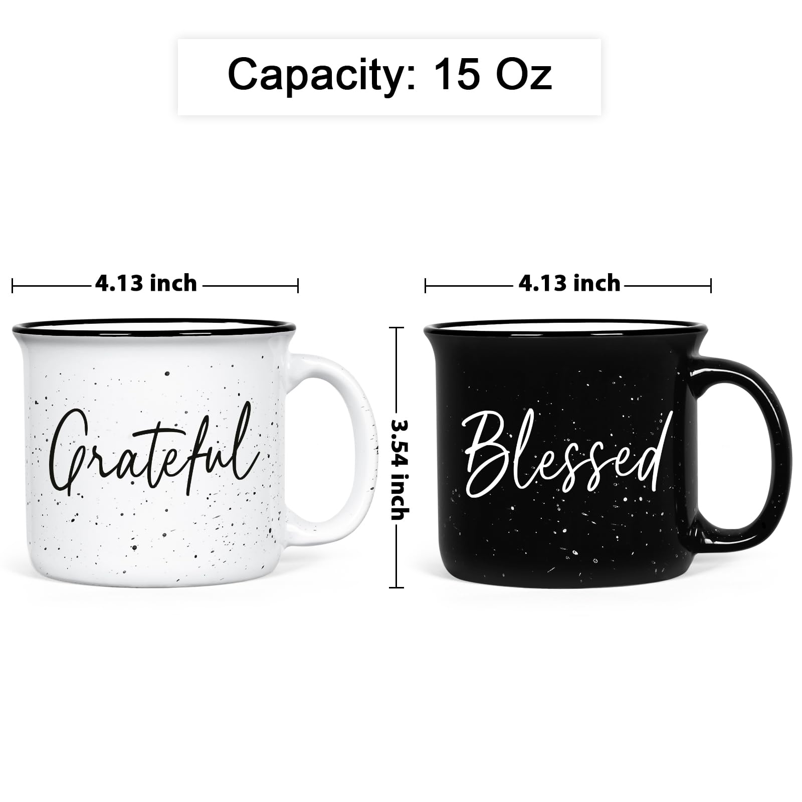 Taza blanca y negra YHRJWN Grateful Blessed estilo sobrio