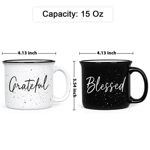 Taza blanca y negra YHRJWN Grateful Blessed estilo sobrio