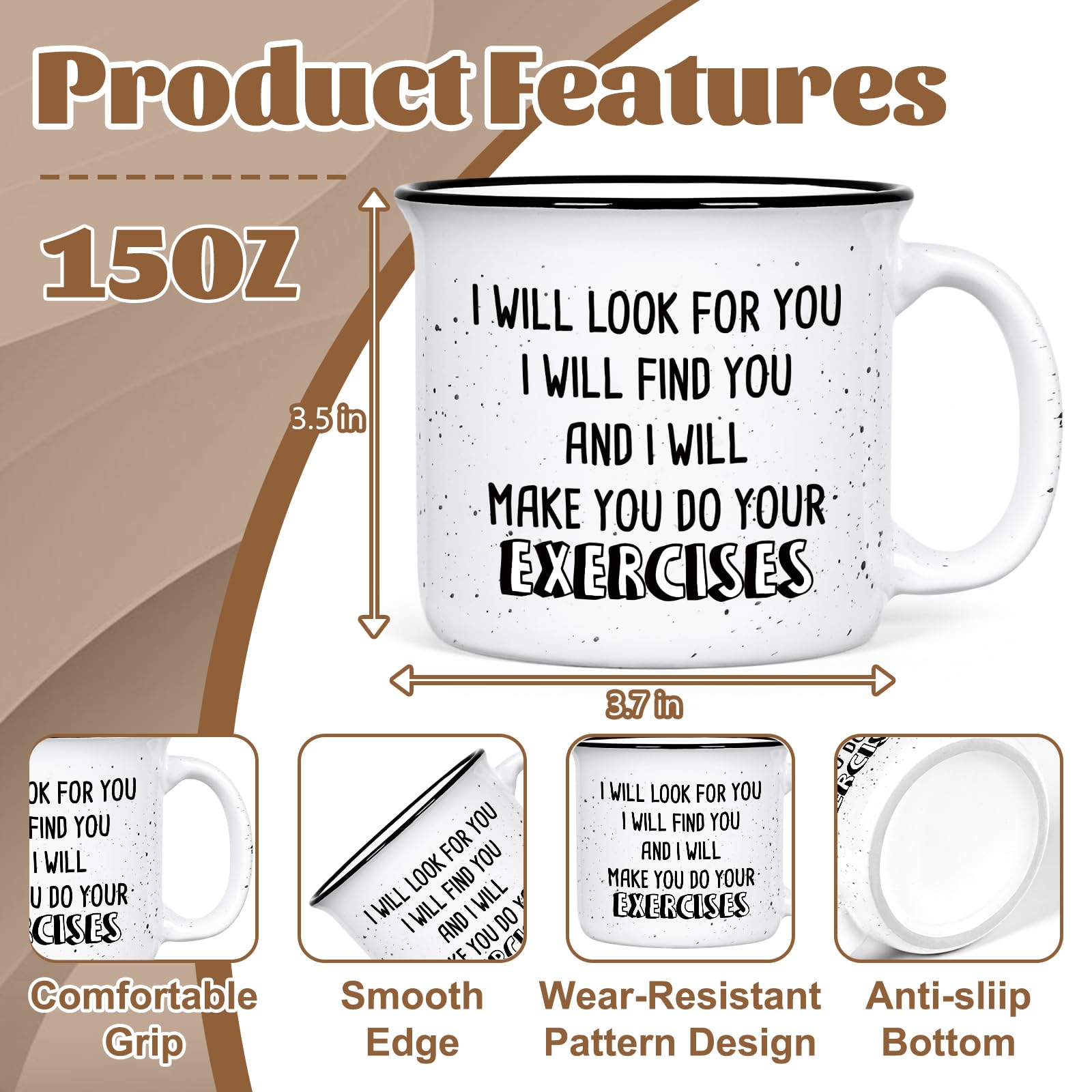 Taza YHRJWN de 15 oz, tamaño ideal para café matutino.