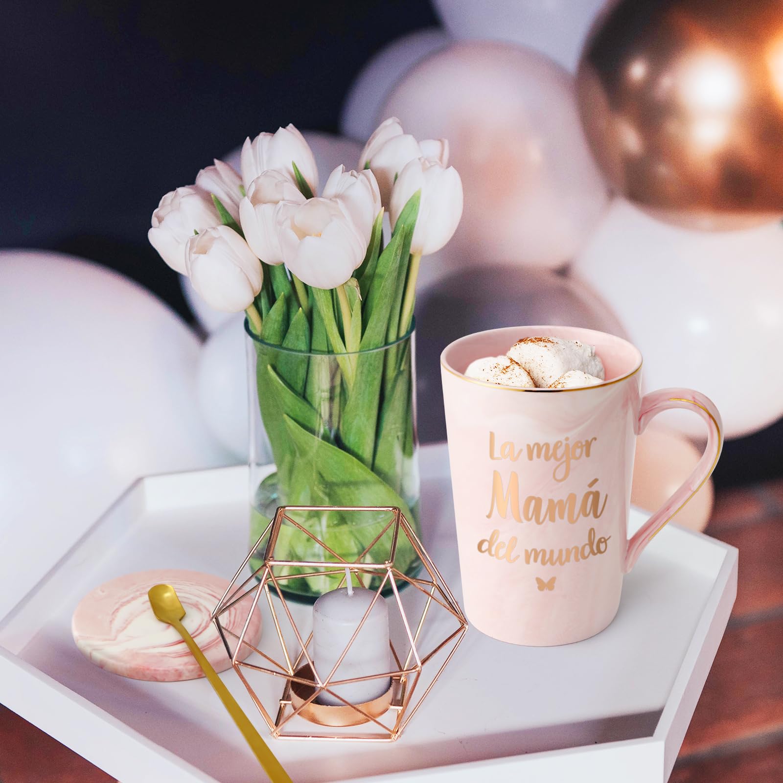 Taza con borde oro de YHRJWN, detalle elegante para empezar el dia.