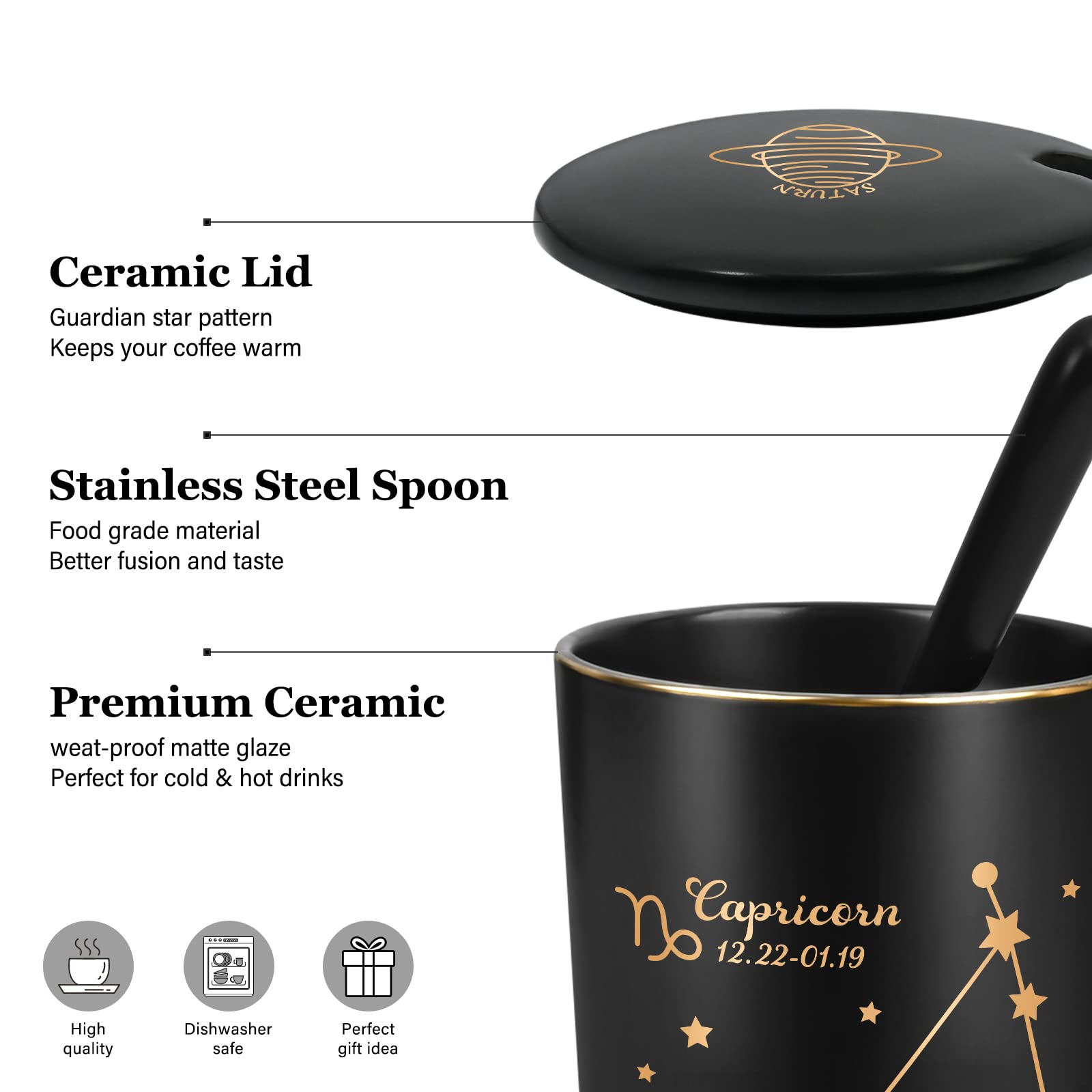 Uso diario de la taza Capricornio de YHRJWN para café o té