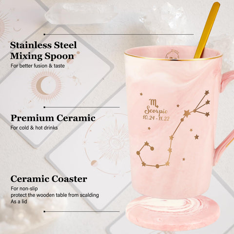 Taza YHRJWN con cuchara y posavasos, ideal para regalar.