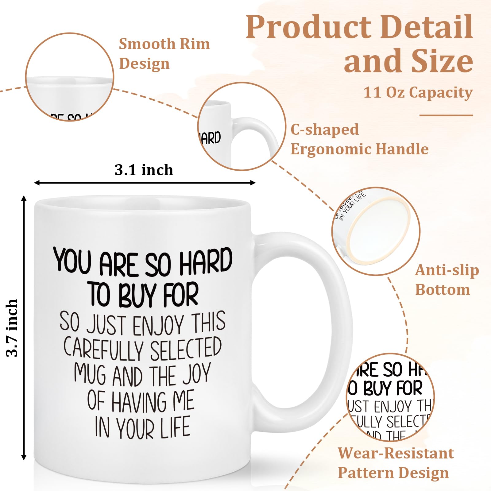 Taza con mango ergonómico YHRJWN, diseño sencillo y estable en la mesa.