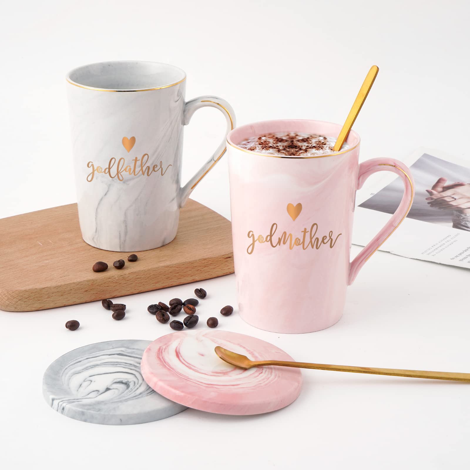 Detalle marmolado en taza padrinos YHRJWN, diseño elegante