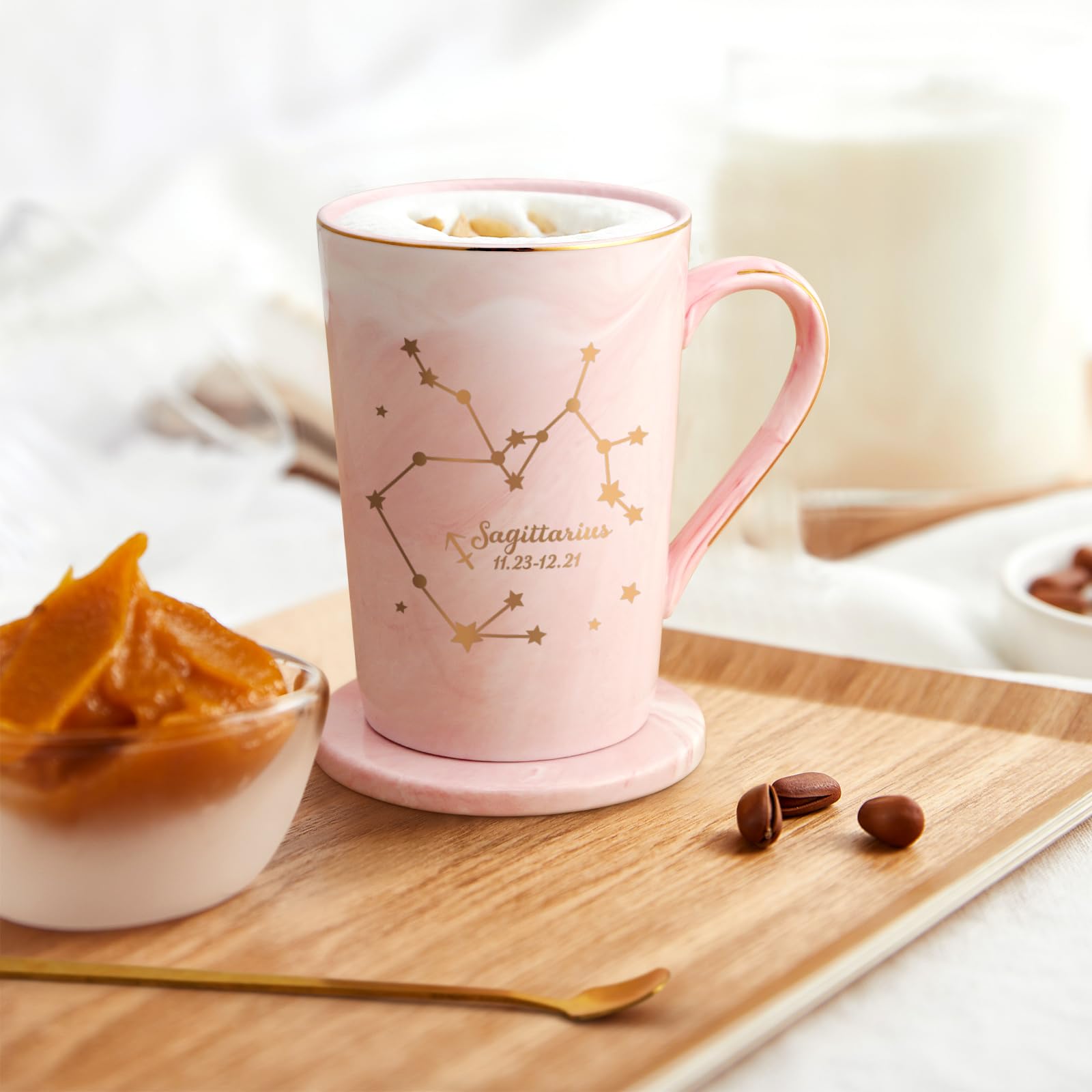 Taza YHRJWN Sagitario, diseño único hecho a mano para momentos de café.