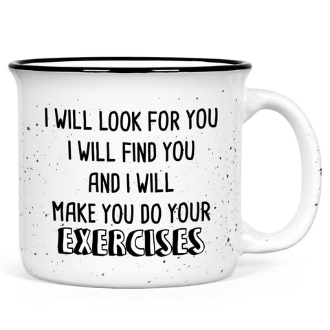 Taza YHRJWN con frase motivadora para terapia física, ideal para empezar el día.