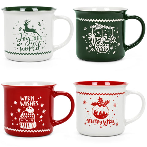 Taza YHRJWN Navidad, set de 4, ideal para desayunos festivos y compartir