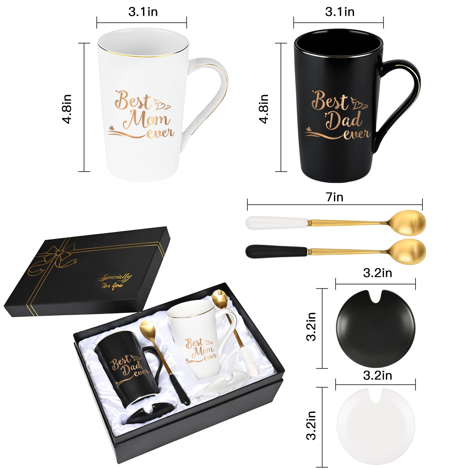 Taza YHRJWN, caja regalo negra, presentación lista para regalar.