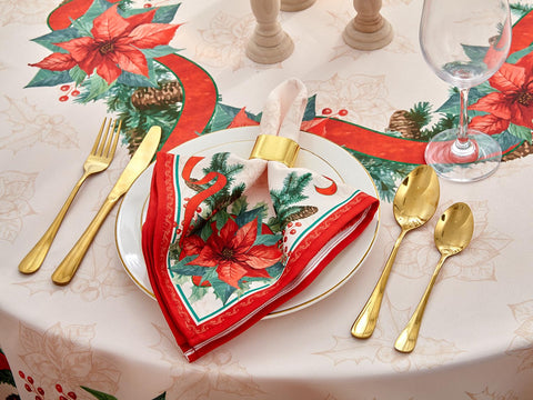 Color y elegancia para fiestas con mantel poinsettia YiHomer.