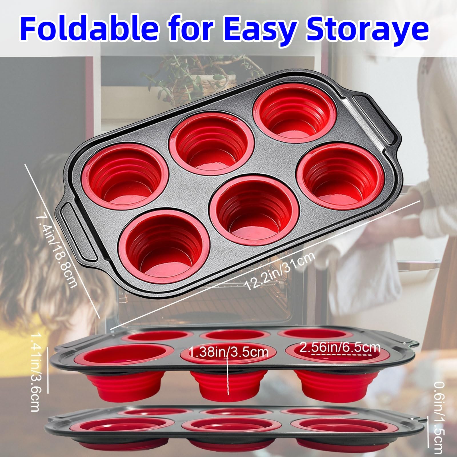 YiYeraio desmolde facil muffin silicona reduce esfuerzo al hornear.