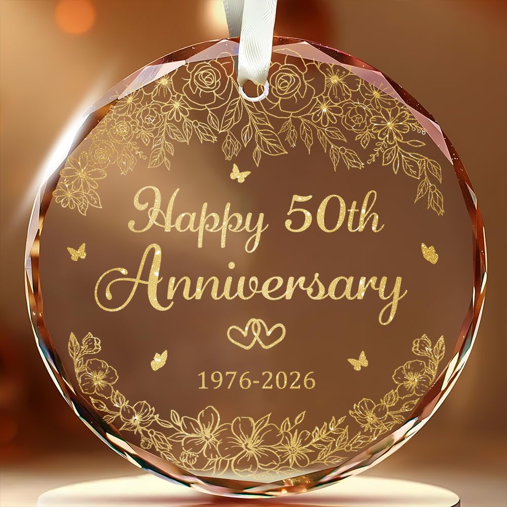 YIDAJI ornamento de cristal redondo para 50 aniversario, perfecto recuerdo duradero.