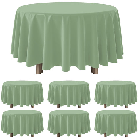 Cubierta de mesa YIDAKO redonda en verde salvia, 84 pulgadas, ideal para eventos