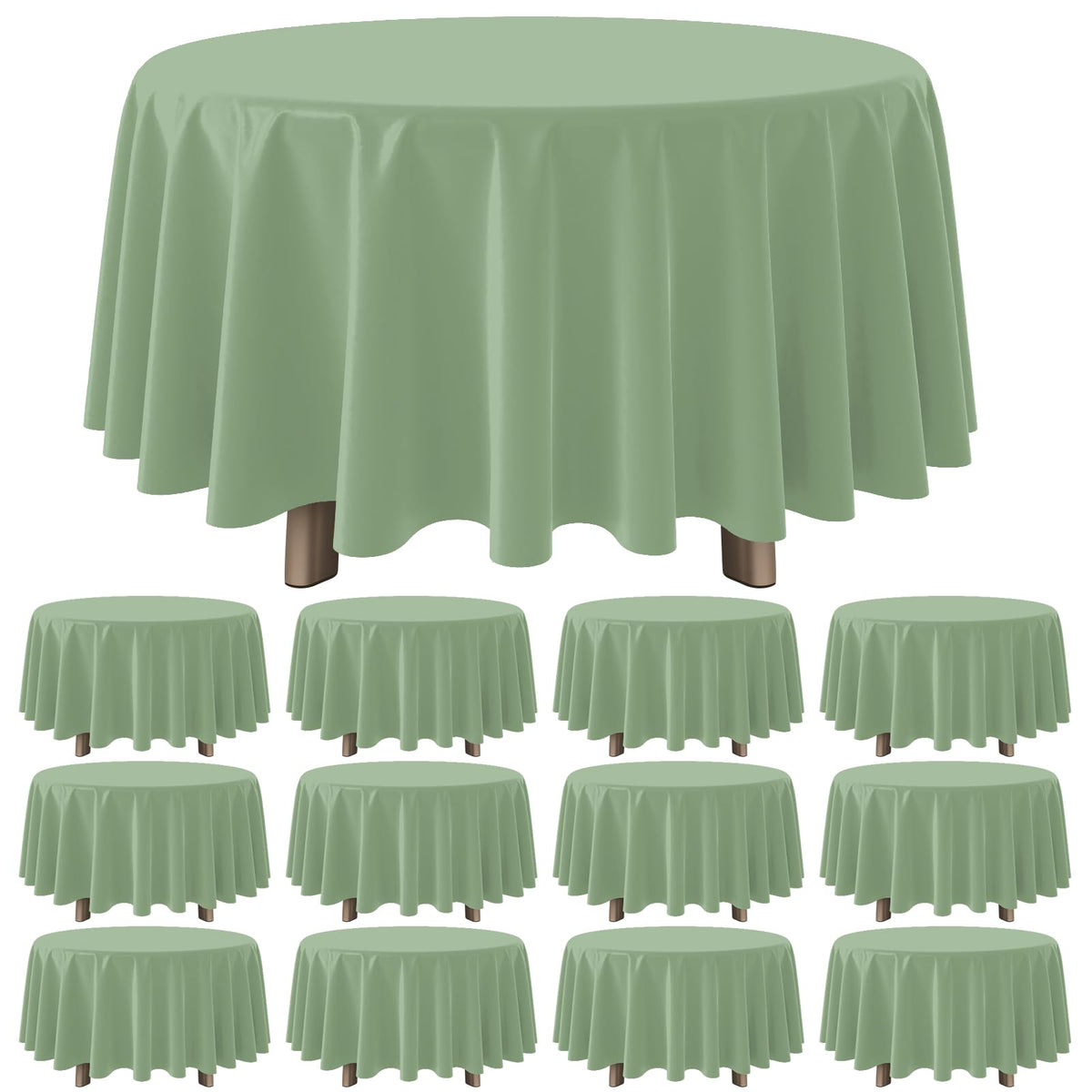 YIDAKO cubre mesa redonda salvia, plástico, 84 pulgadas, a prueba de manchas.