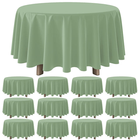 YIDAKO cubre mesa redonda salvia, plástico, 84 pulgadas, a prueba de manchas.