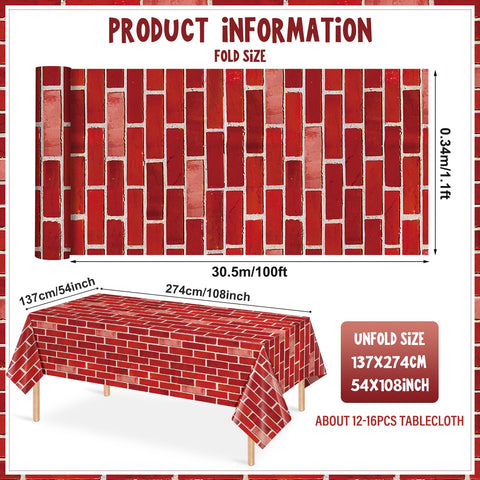 YIDAKO mantel ladrillo rojo descartable, solución rápida para fiestas