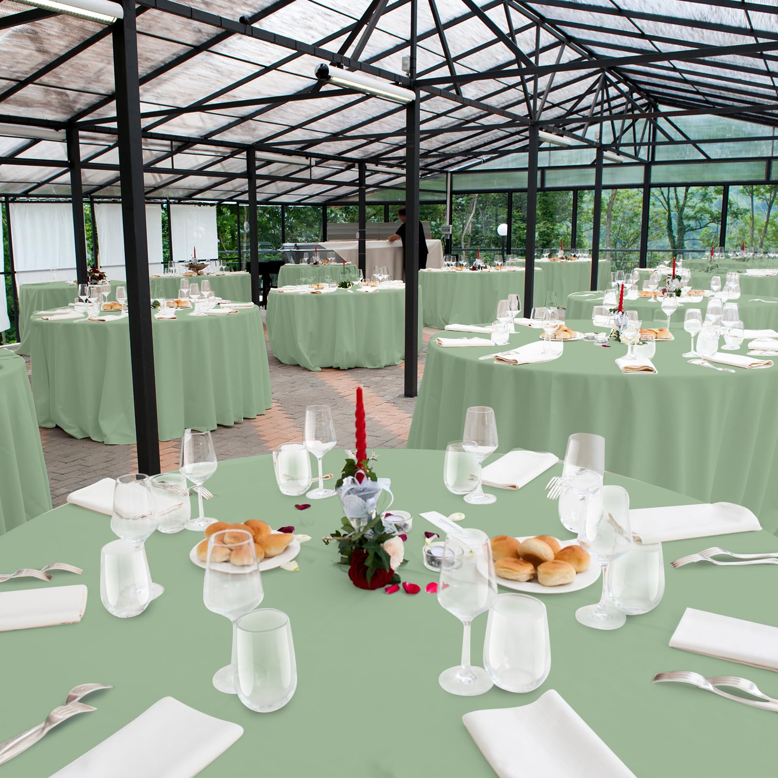 Paquete de 6 cubiertas de mesa redonda YIDAKO en verde
