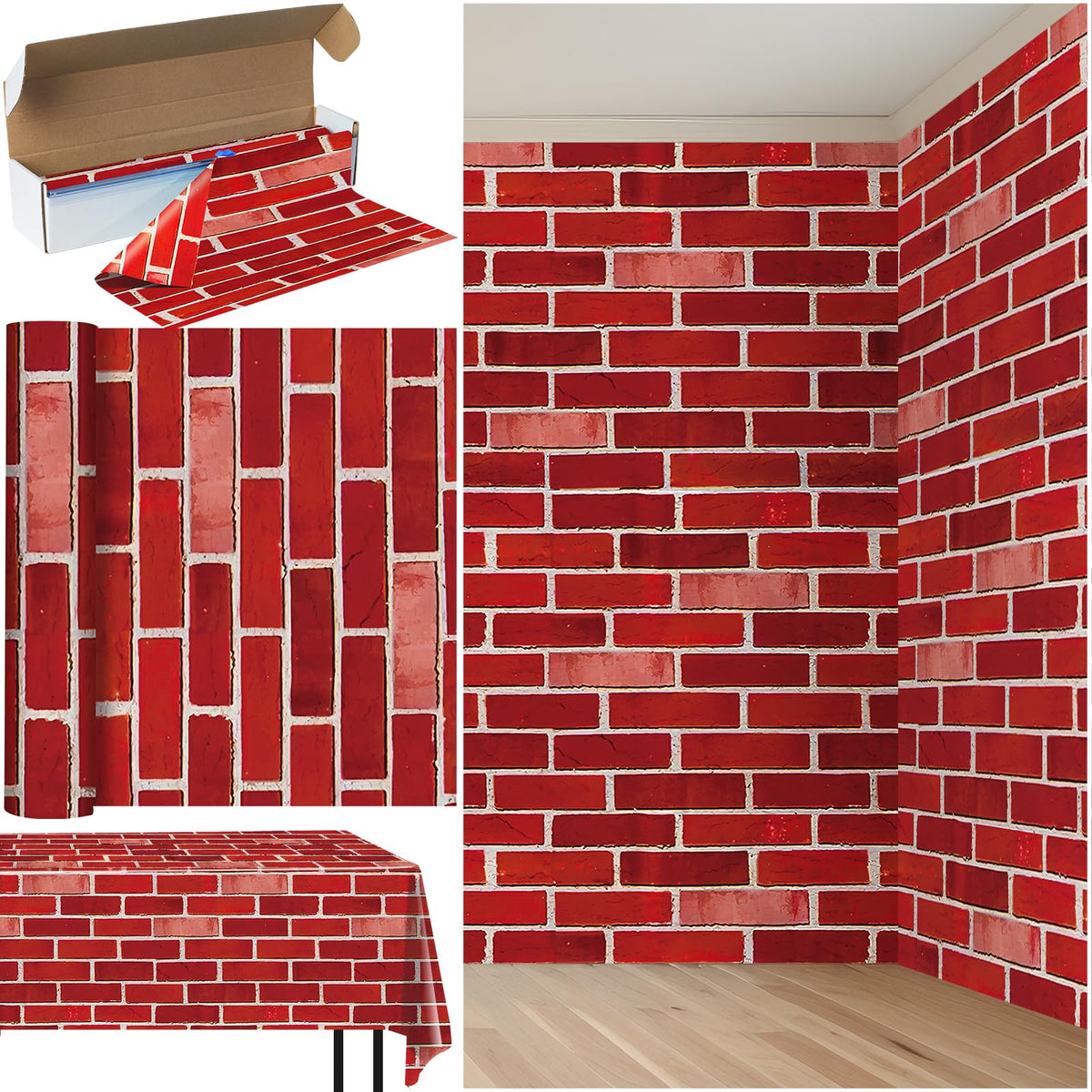 YIDAKO rollo ladrillo rojo sobre mesa, protege la superficie y decora con realismo