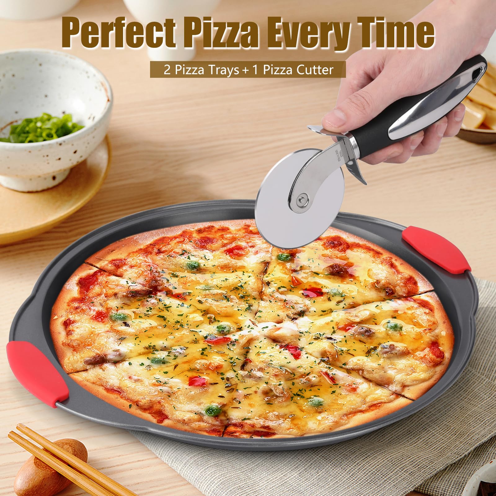 Cortador de pizza YIDAZLE con guarda de dedos para seguridad.