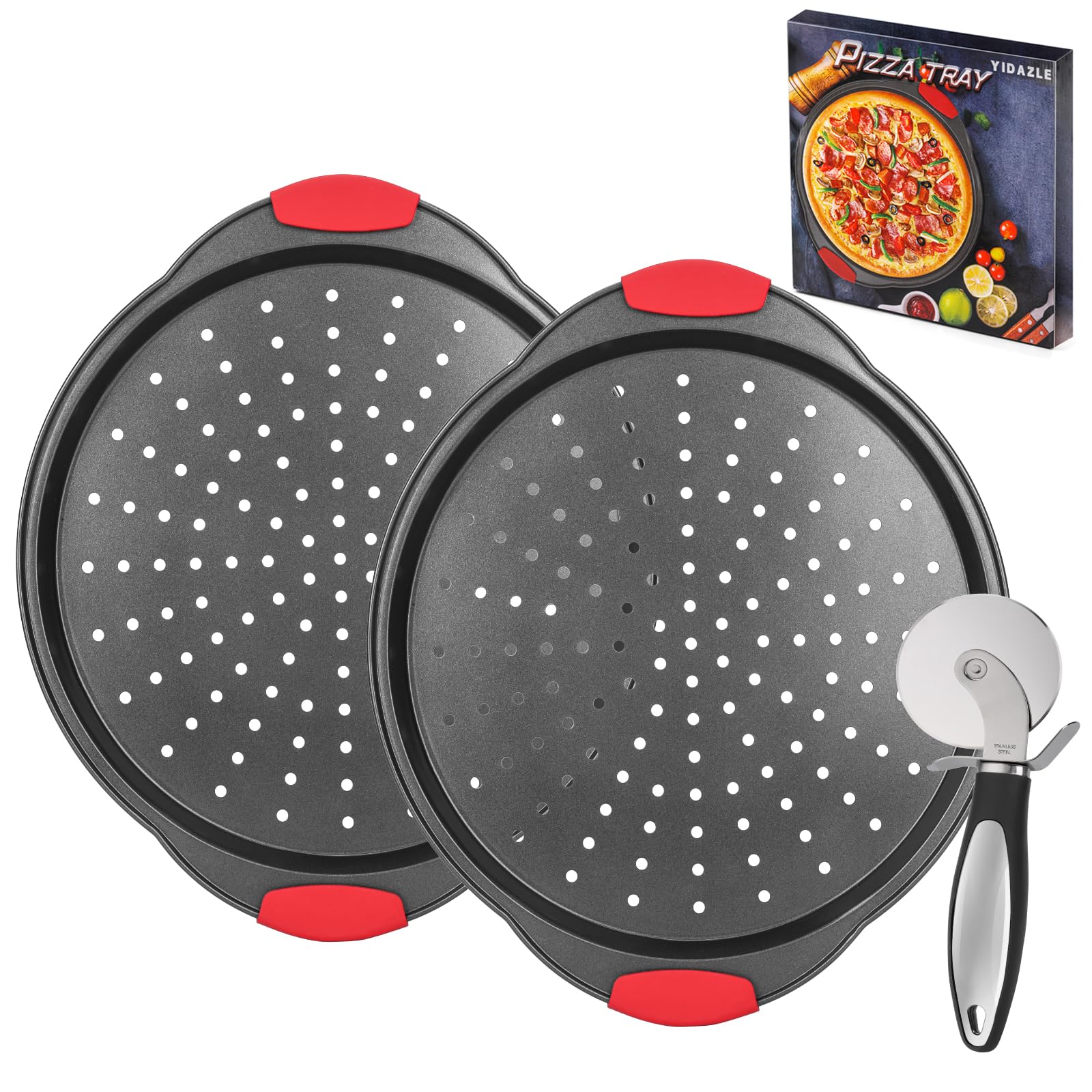 Bandeja de pizza para horno YIDAZLE, dos piezas para hornear en familia.