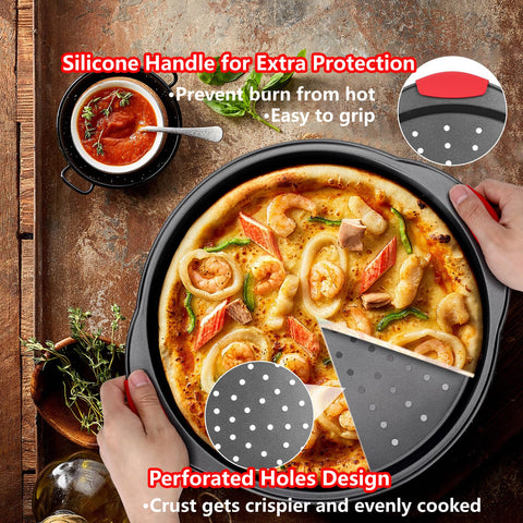 Bandeja de pizza perforada YIDAZLE con huecos para una costra más crujiente.