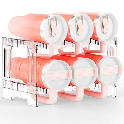 Organizador Yieach de dos niveles con mango para botellas y tazas.