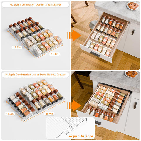 Yieach organizador de cajón deslizable para condimentos y frascos pequeños.