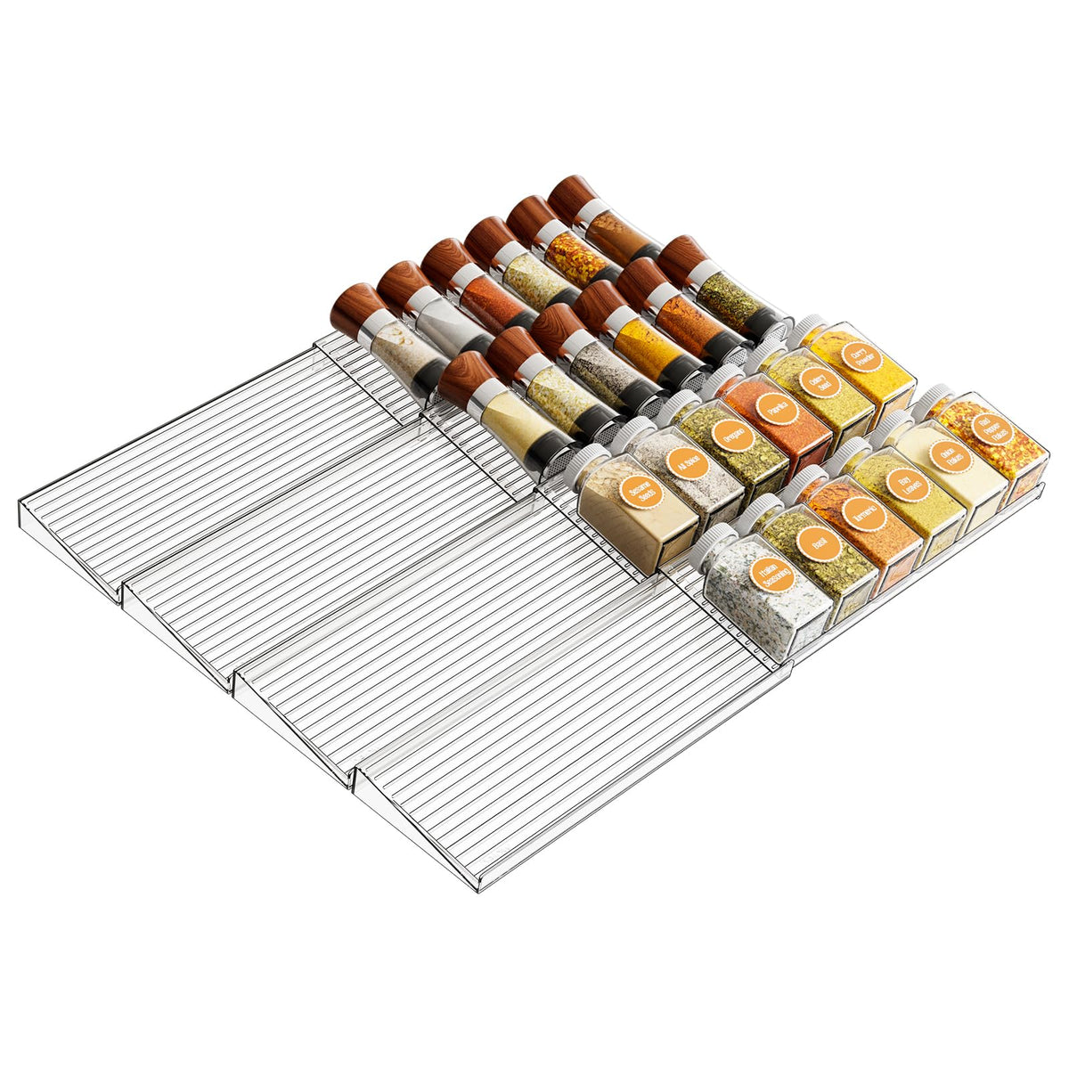 Organizador Yieach en cajón expandible para ordenar especias.