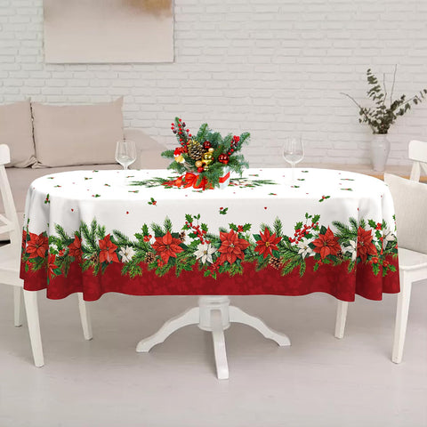Fondo blanco con detalles navideños para decorar comedor.