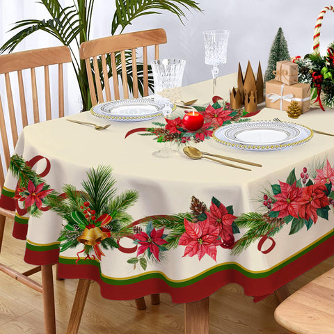 Mantel oval Yighty navidad con conos de pino para centro de mesa