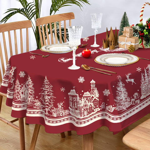 Mantel oval Yighty con copos de nieve brillantes para un toque invernal.