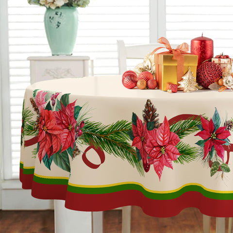 Mantel oval Yighty navidad con ribete dorado añade brillo