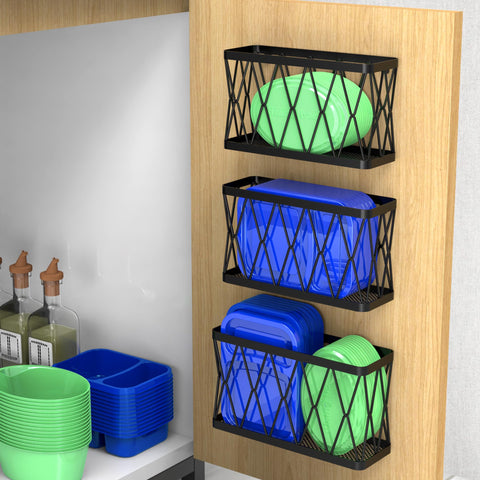 YIGII organizador adhesivo para tapas de recipientes, ahorro de espacio en la cocina.