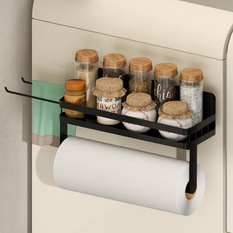 YIGII porta-papel magnético en refrigerador, fácil acceso y sujeción estable.