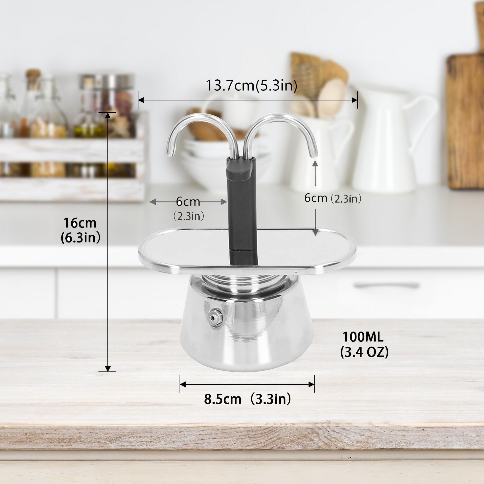 La yihaossing moka pot con doble chorro para espresso rápido.