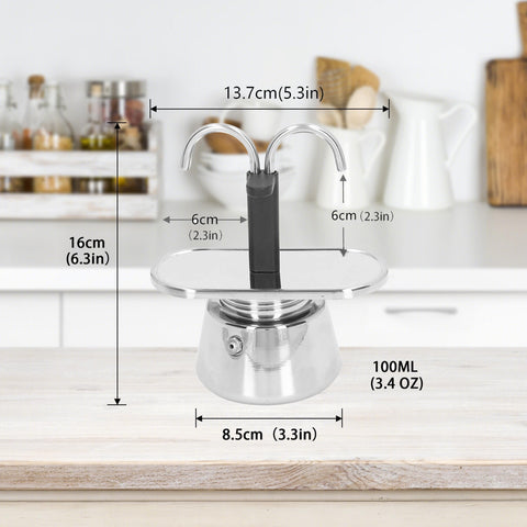 La yihaossing moka pot con doble chorro para espresso rápido.