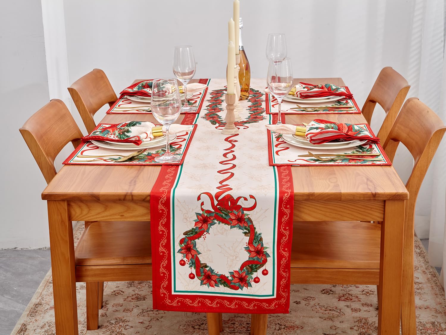 YiHomer ambiente hogarnavidad realzando la mesa.