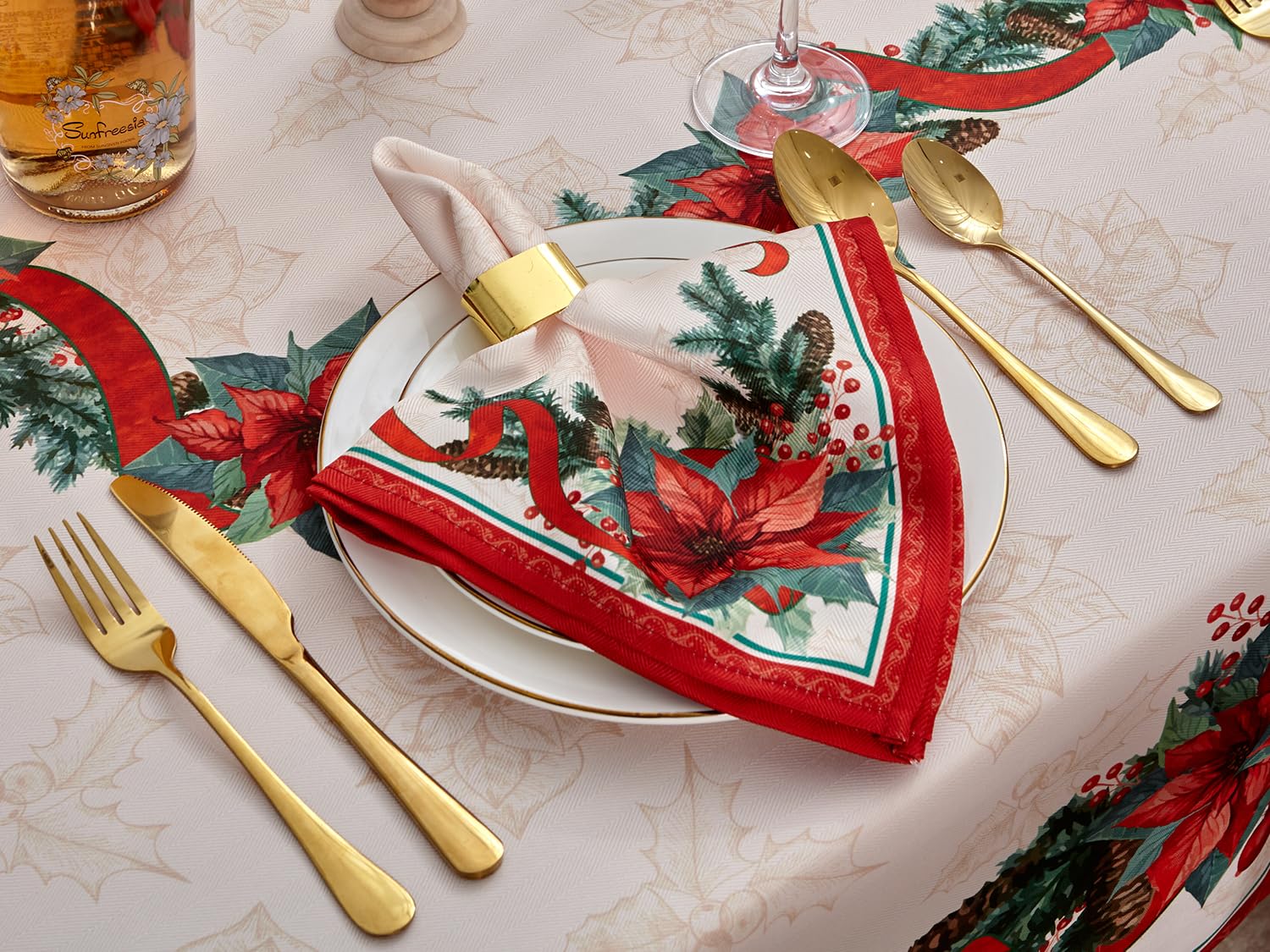 YiHomer centro de mesa navidad con poinsettia para ambientar.
